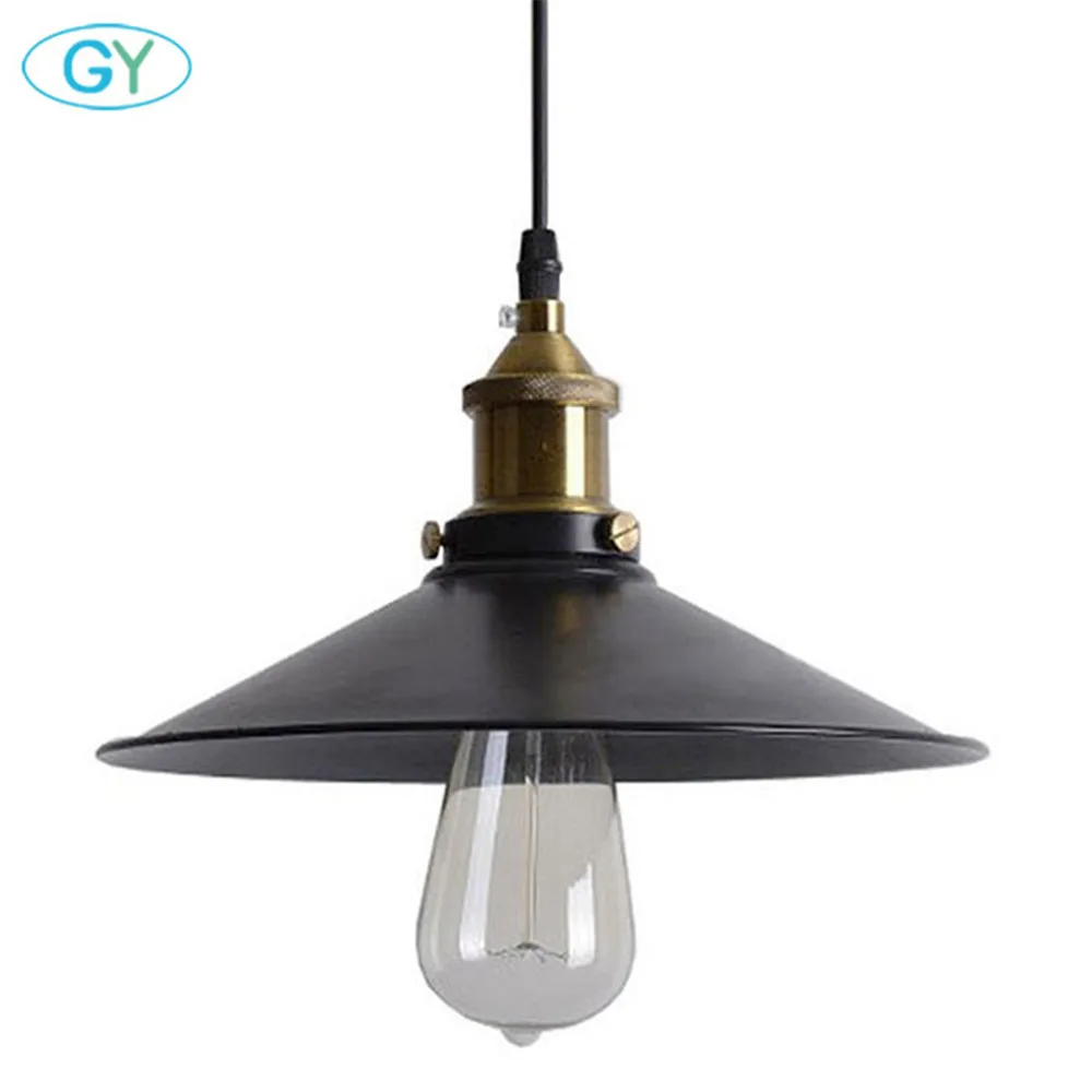 AC100-240V D21cm D26cm черная металлическая Подвесная лампа Промышленный Эдисон мини