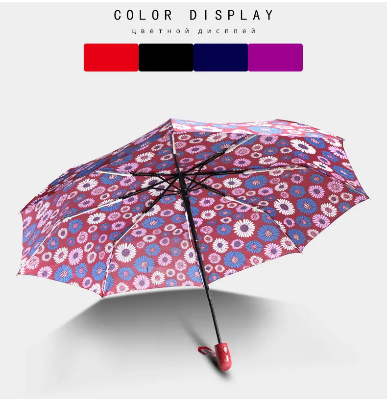Креативный автоматический складной зонт с 3 ручками, Женский светильник для дождя, ветрозащитный мужской деловой зонт, подарки для детей, для путешествий, Paraguas