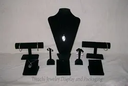 Черный бархат ювелирные изделия Дисплей реквизит комплект Дерево Счетчик Дисплей подставка держатель набор для кулон Цепочки и ожерелья