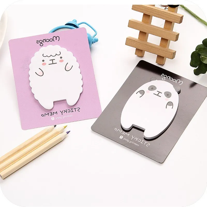 

2pcs/lot Cute Lamb and panda convenient stickers Memo Pad Sticky Notes Planner Stickers Sticky Notes Memo Notepad Stationery