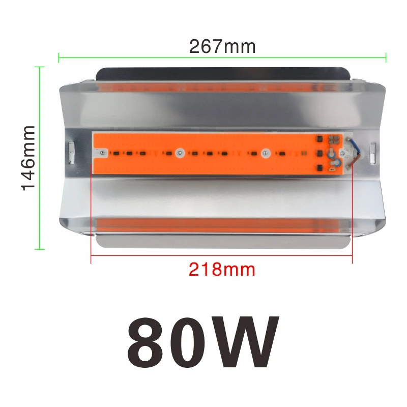 Светодиодный Grow светильник 30 Вт 50 Вт 80 Вт Светодиодный прожектор светильник переменного тока 110V 220V полный спектр комнатное растение светильник парниковых Cob светодиодный Grow светильник - Испускаемый цвет: 80W