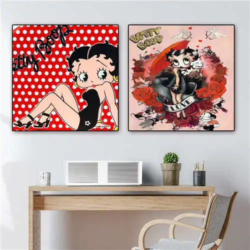 

Custom Betty Boop (2) Poster Papel-de Mandala Printing Posters Cloth Fabric Wall Art For Living Room Decor#19-01-14-72