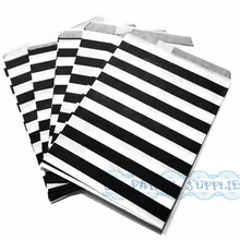 200 шт черно-белые бумажные подарочные пакеты с горизонтальной полосой, мешочки " X 7 1/2" для свадебных конфет