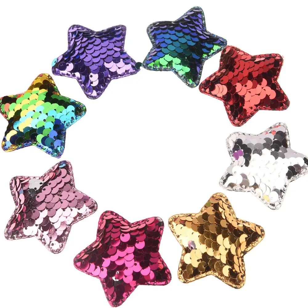 

270PCS 4.5cm Glitter Pentagram Hair Accessories Sequin DIY Unicorn Bow Headband Boutique Accessory Headwear No Hairclips Bows