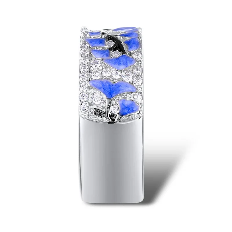 Высококачественные синие белые цветочные серьги со вставками из эпоксидной смолы для женщин, синие белые кубические циркониевые серьги, модные ювелирные изделия, подарок на свадьбу