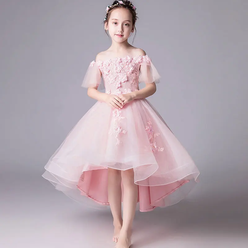 

Girls dress Girls Elegant Wedding Flower Dress Princess Party Pageant Formal Trailing Kids Lace Tulle Dress