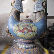 Bi002154 Королевский Китайский Pure bronze перегородчатой мандаринка статуя Феникса