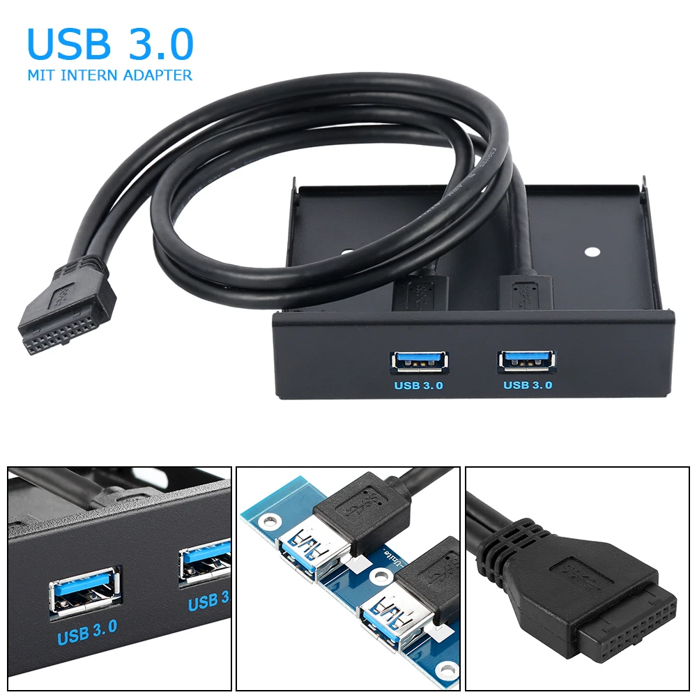 عالية السرعة 20Pin 2 ميناء USB3.0 محور USB 3.0 اللوحة الأمامية مهائي كابلات البلاستيك قوس للكمبيوتر سطح المكتب 3.5 بوصة مرن خليج