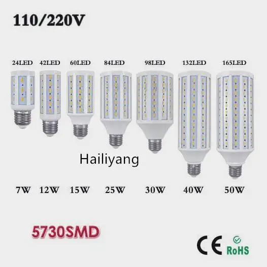 Светодиодная лампа E27 лампочка-кукуруза SMD 5730 24 42 60 84 98 132 165 светодиодные лампочки
