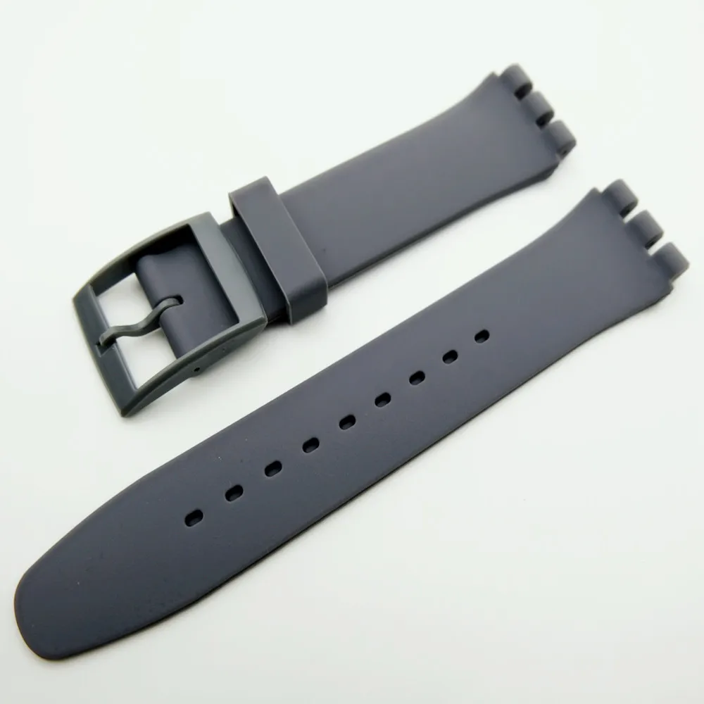 T-AMQ черный ремешок для наручных часов образец ремешка с пряжкой для образец силиконовый ремешок для наручных часов 17 мм 19 мм часы с резиновым ремнем аксессуары-14 - Цвет ремешка: Grey
