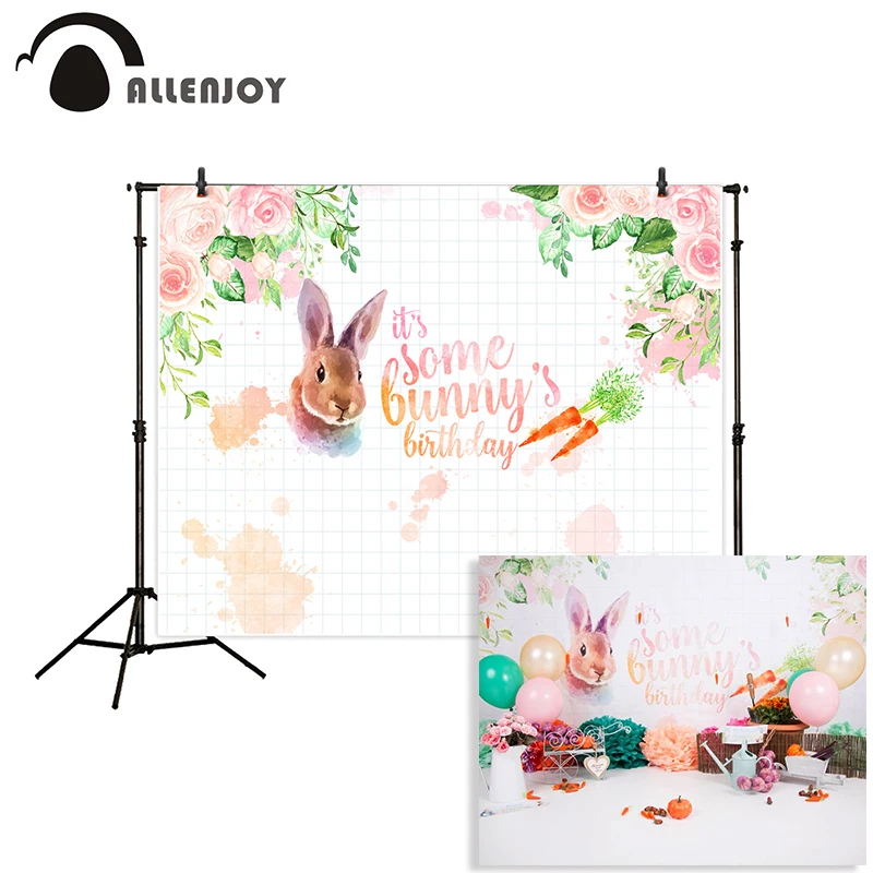 

Allenjoy photography backdrop Cute Easter bunny carrot flower birthday background photo studio spring design camera fotografica