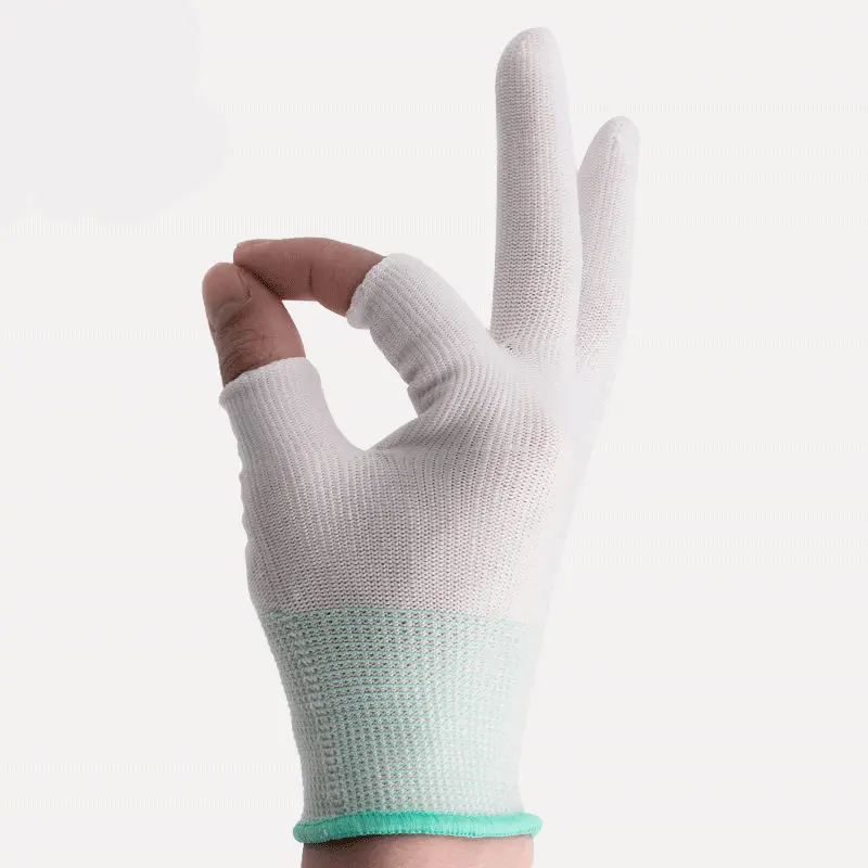 Abeso, 12 пар, рабочие перчатки для мужчин и женщин, прочные, противоскользящие, нейлоновые, без пальцев, перчатки для садоводства, механические, белые, защитные перчатки A7008