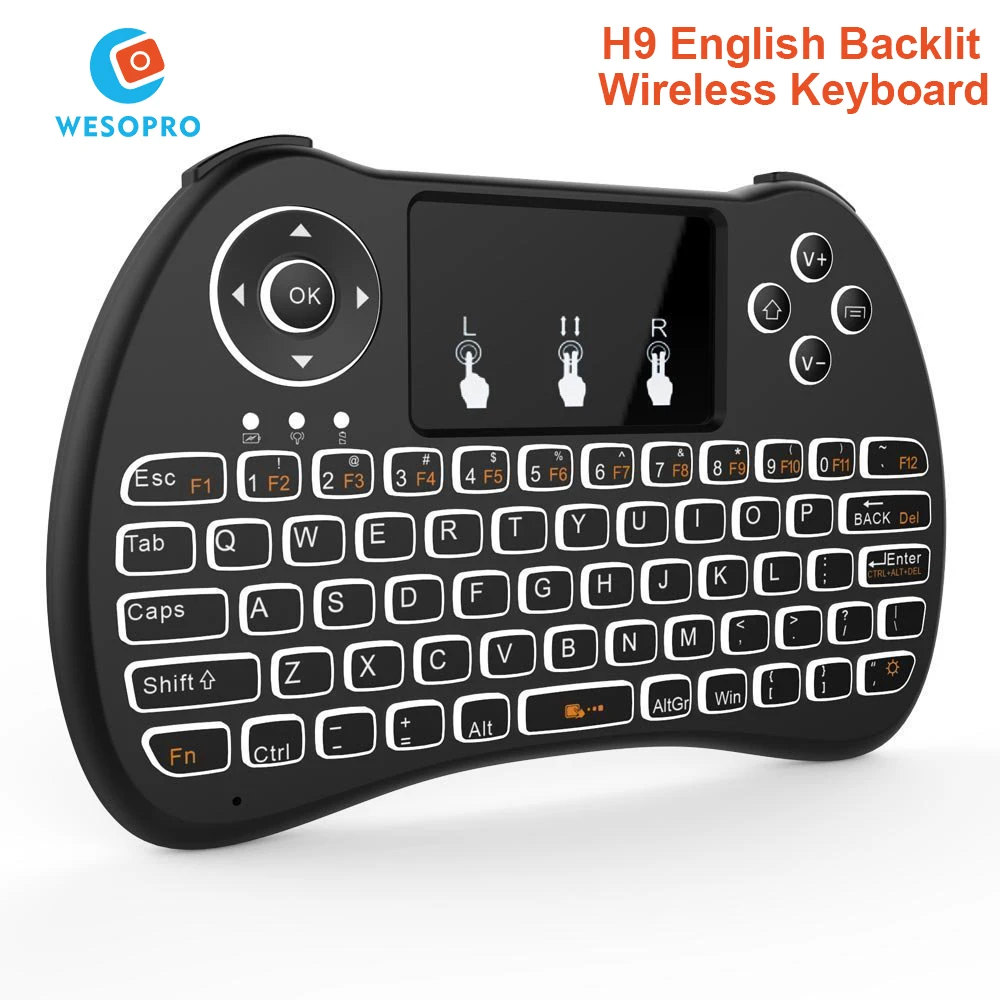 

H9 Wireless Mini Keyboard Backlight Function with Touchpad for Smart TV Android TV box mini PC HTPC Projectors