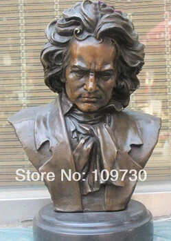 

free shipping 12"Great Bronze ART Ludwig van Beethoven the king Music statue musician