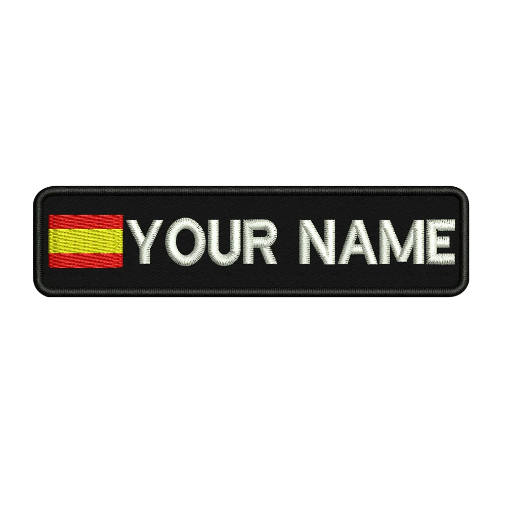 

Custom SPAIN name patches tags personalized iron on hook backing