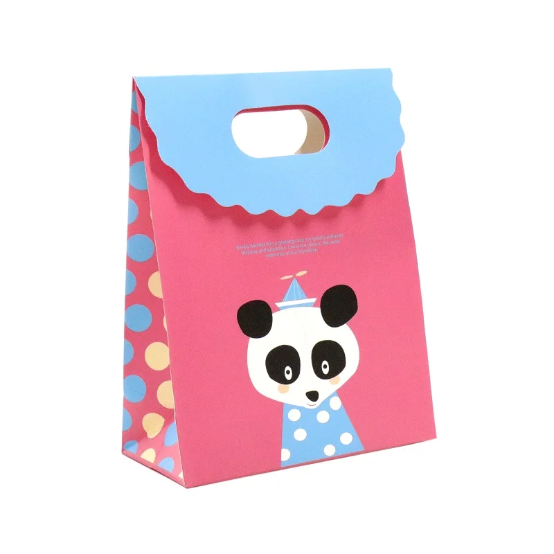 Pink2 19x9.3x26cm 1 шт. мультфильм животных пакет для подарка на день рождения Green Fox розовый панда енот бумажный пакет для конфет День рождения Baby Shower упаковочные материалы - Цвет: Pink2 19x9.3x26cm