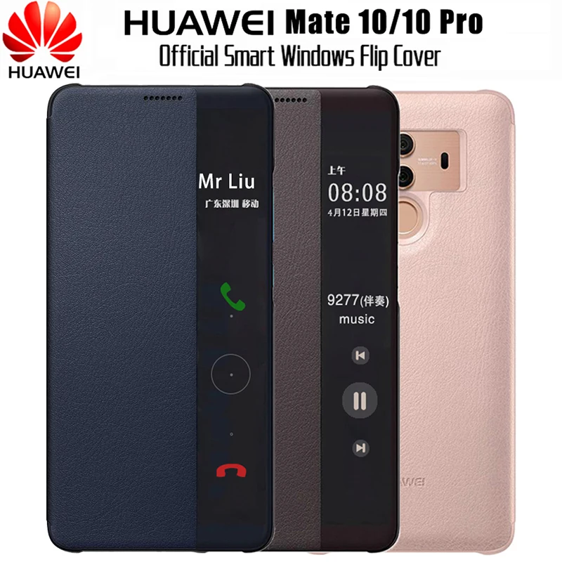 HUAWEI Mate 10 caso Original 100% espejo inteligente ventana cuero Flip caso Huawei Mate 10 Pro caso Mate10 cubierta Funda