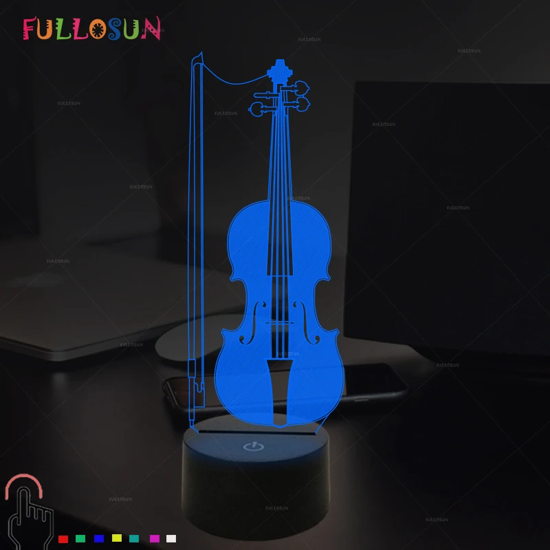 FULLOSUN 3D Виолончель ночник лампа для спальни красочная меняющаяся Светодиодная лампа Ночной Детский Светильник на Рождество Домашний Декор