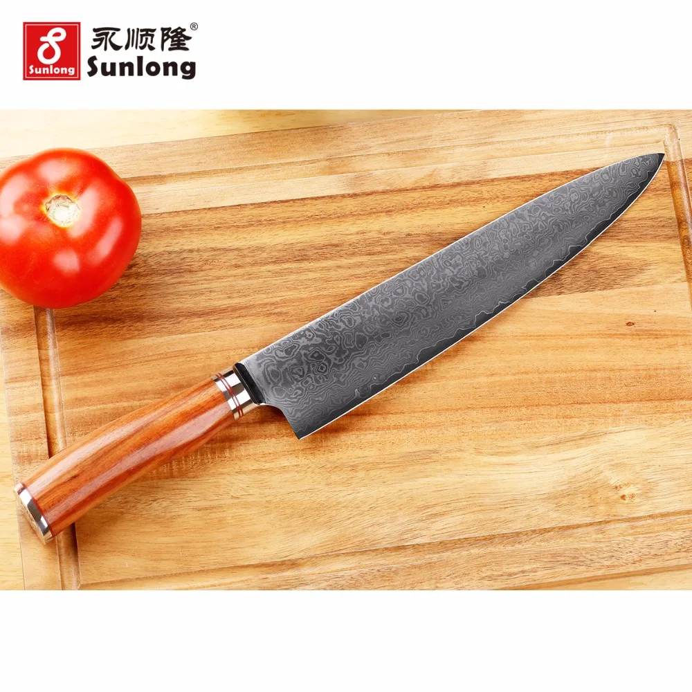 Sunlong Chef Knife 10 Inch Kitchen Knife-Japanese VG-10 67 Layers Damascus Steel-Razor Sharp-Rosewood Handle Sunlong Chef Knife 10 Inch Kitchen Knife-Japanese VG-10 67 Layers Damascus Steel-Razor Sharp-Rosewood Handle