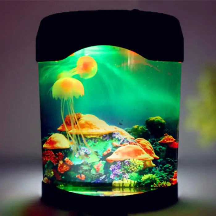 Aquarium Night Light Lamp LED Light Artificial Seajelly Tank Swimming Mood Lamp for Home Desk Decor PAK55