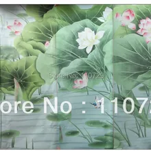 Ручная роспись шелковые обои картина цветок лотоса с птицей много фотографий по желанию