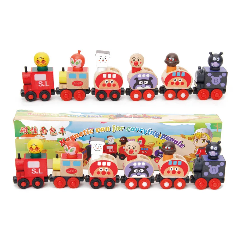 Деревянные игрушки набор поездов Anpanman магнитный фургон для переноски людей