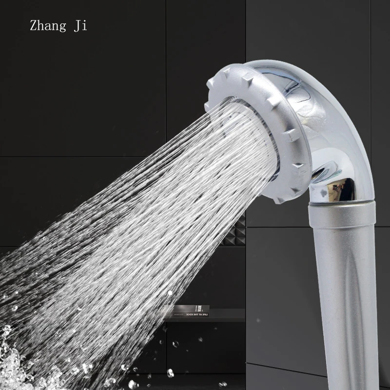 

ZhangJi ABS Plastic Rotatable Rain Shower Head Bath Water Saving Hand Hold Electroplate Round Non-Slip Design Shower Head