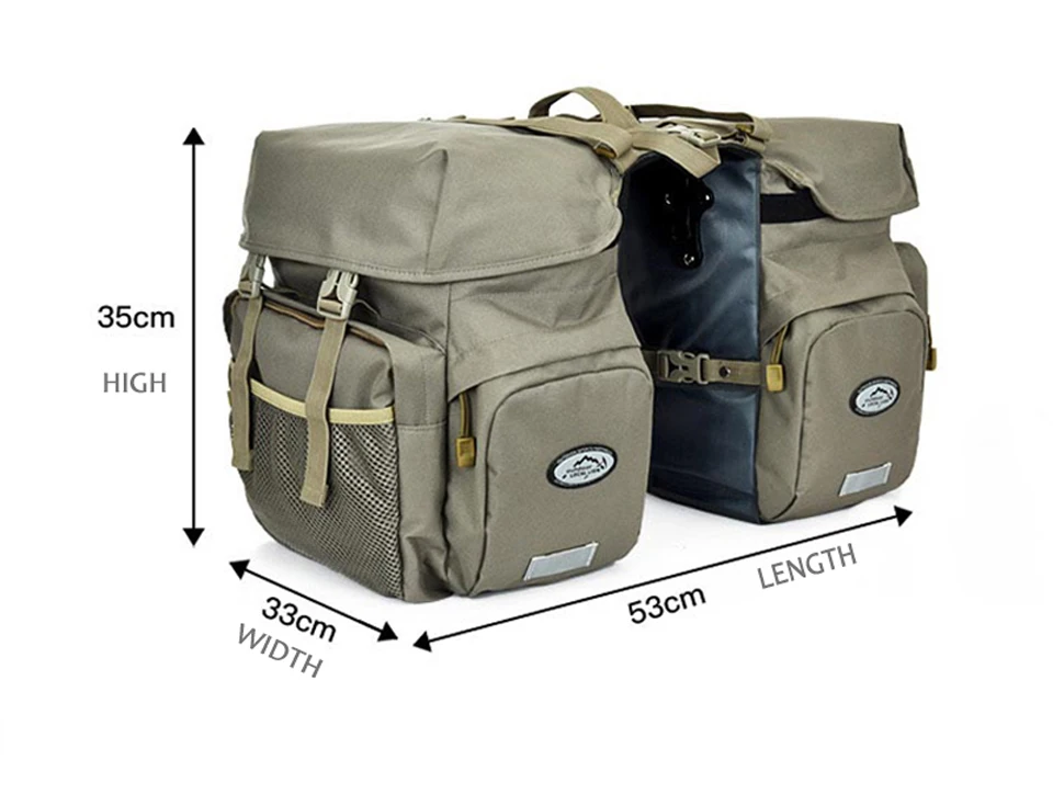 Excellent LOCALLION Retro Canvas Bicycle Carrier Bag 50L Rear Rack Trunk Bike Luggage Back Seat Pannier Reflectivs Cycling Storage Two Bag 3