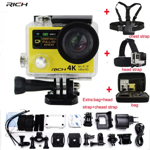 

Action camera 4K H3 H3R Remote Control 4K 25fps WiFi 1080P dual screen 2.0 +0.95 170D Extreme Sport camera