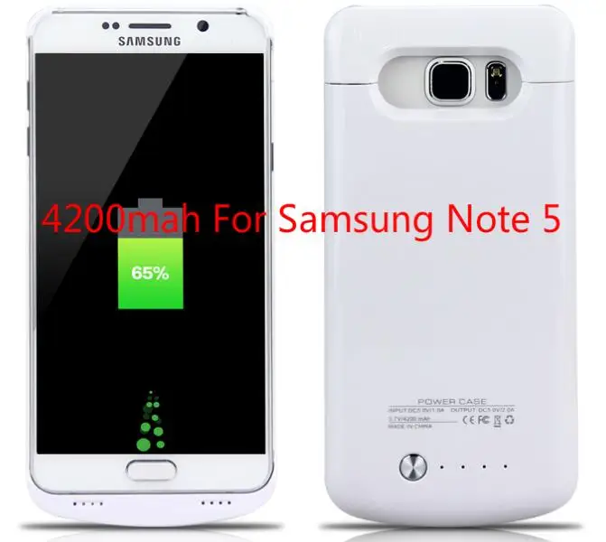 4000 мАч контейнер для аккумуляторных батарей для samsung Galaxy Note5 зарядное устройство чехол задняя крышка зарядка - Цвет: White for Note5