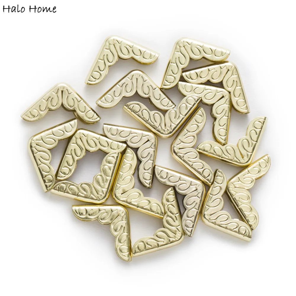 

50 Piece 3 Colors Choose Carved Book Scrapbooking Albums Folders Box Bags Metal Corner Protectors 22x16mm(7/8"x5/8")