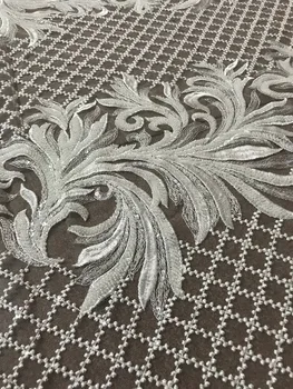 

nice looking Embroidery African Net Lace Fabric Nigerian French Cord Lace fabric sat-71520 with sequins flower