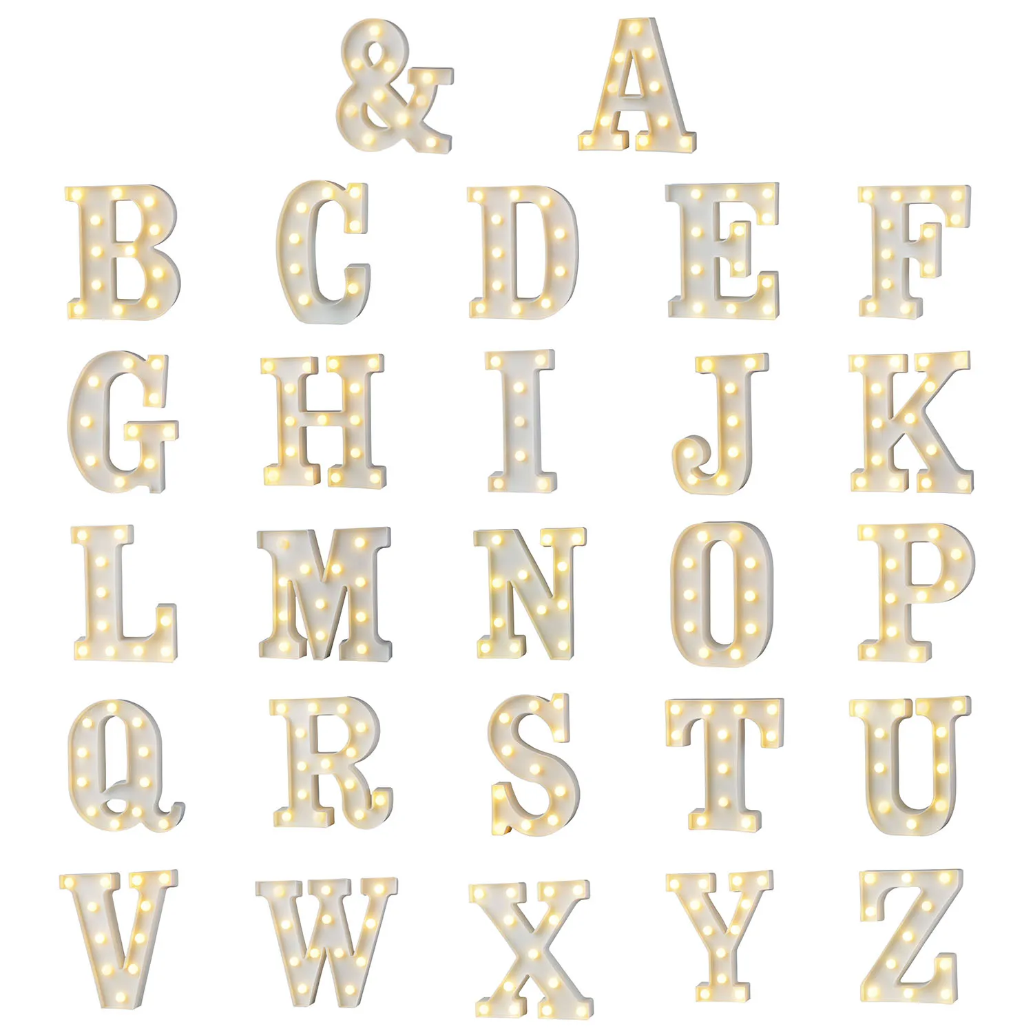  White Plastic Letter LED Night Light Marquee Sign Alphabet Lights Lamp Home Club Outdoor Indoor Wal - 32885707915