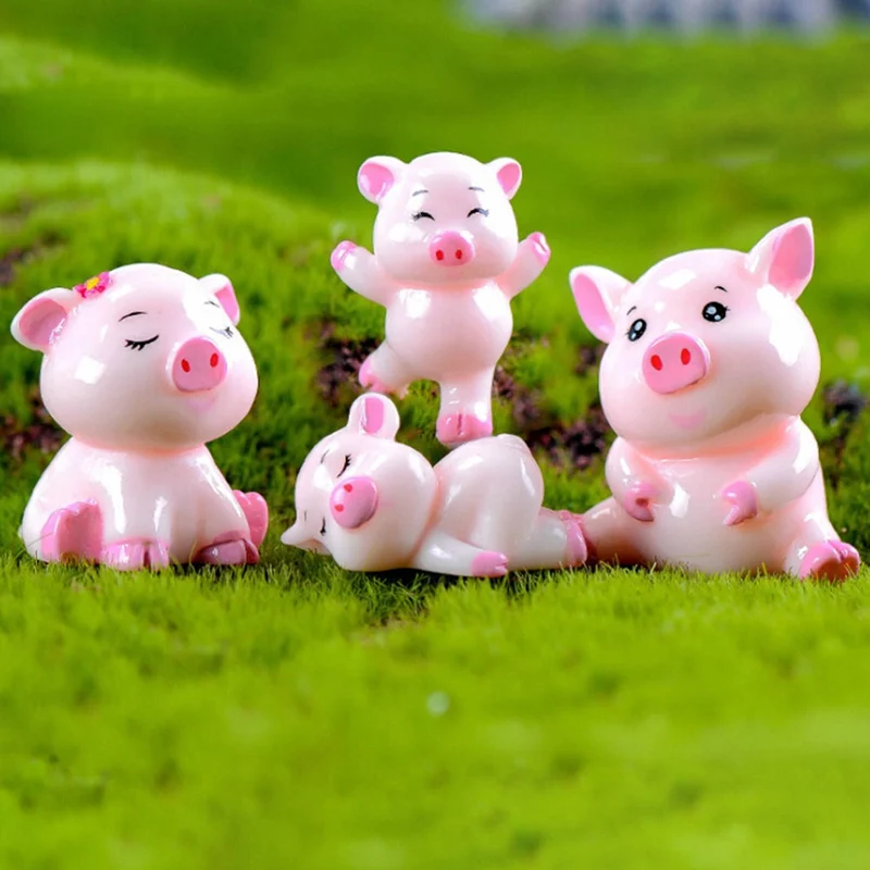 

1pcs Cute Pig Family Animal Model figurine home decor miniature fairy garden decoration accessories Statue Resin Craft 3x7cm