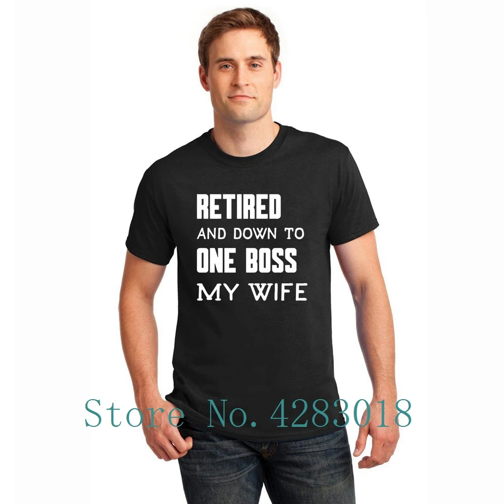 Retirement Men's Retired And Down To One Boss T-Shirt Man Round Neck Leisure Graphic T Shirt Clothes Gents 100% Cotton Tee Top