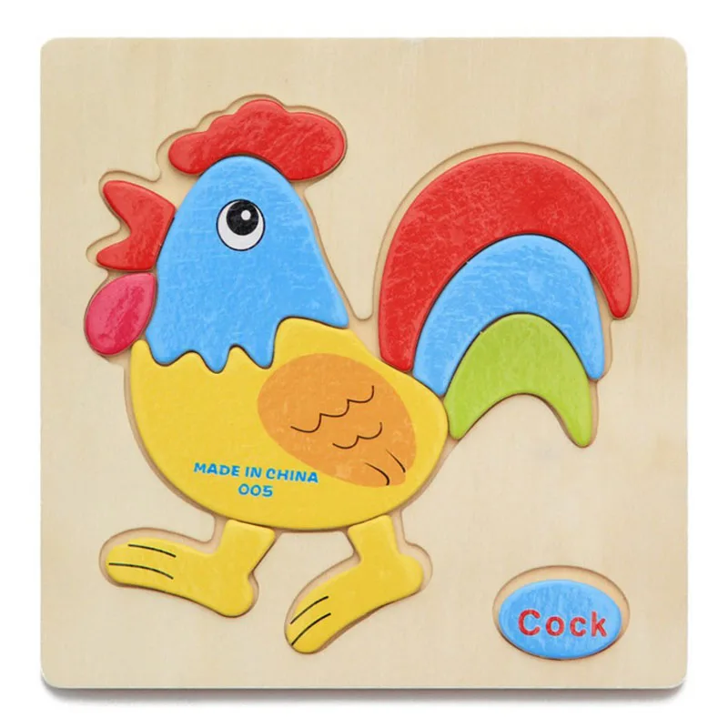 Wooden 3D Puzzle Jigsaw Baby Learning Toys for Children Cartoon Animal Fruit Puzzles Intelligence Kids Children Educational Toy 18