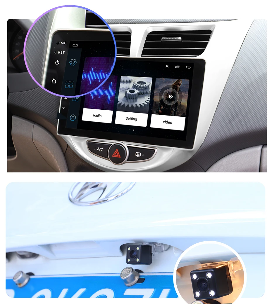 Excellent 2din Android  9"  Car Radio StereoMultimedia Video Player Navigation GPS For solaris Hyundai 1 2 Accent Verna sedan 2010--2016 4