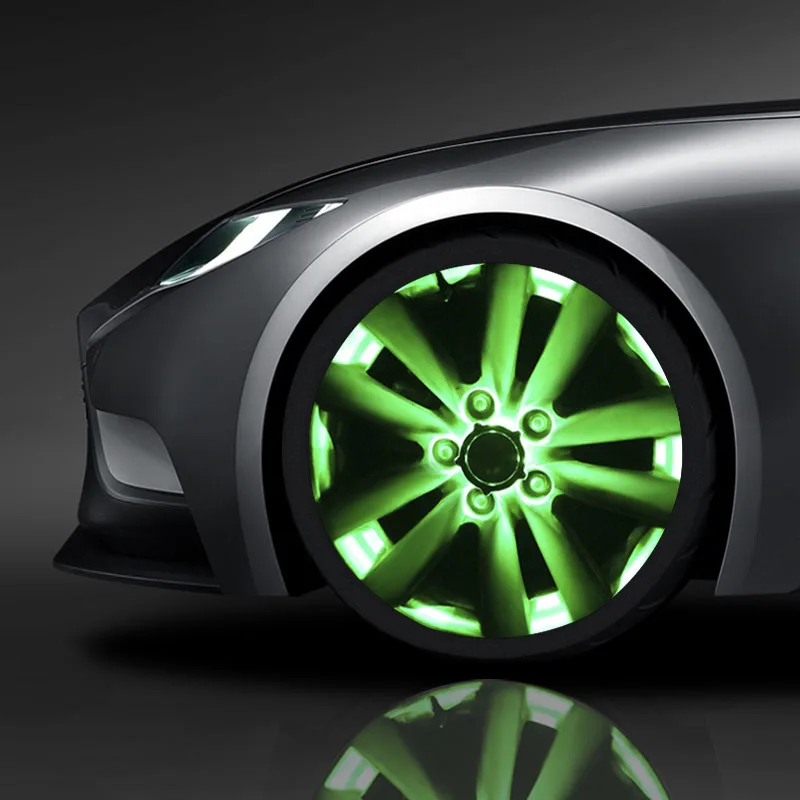 Удаленные 10/24 светодио дный флэш-Солнечный свет RGB светодио дный лампы стилизации автомобилей и установка ступицы колеса Кепки обод Прохладный украшения для BMW Benz Audi Toyoto - Цвет: 10 LED green