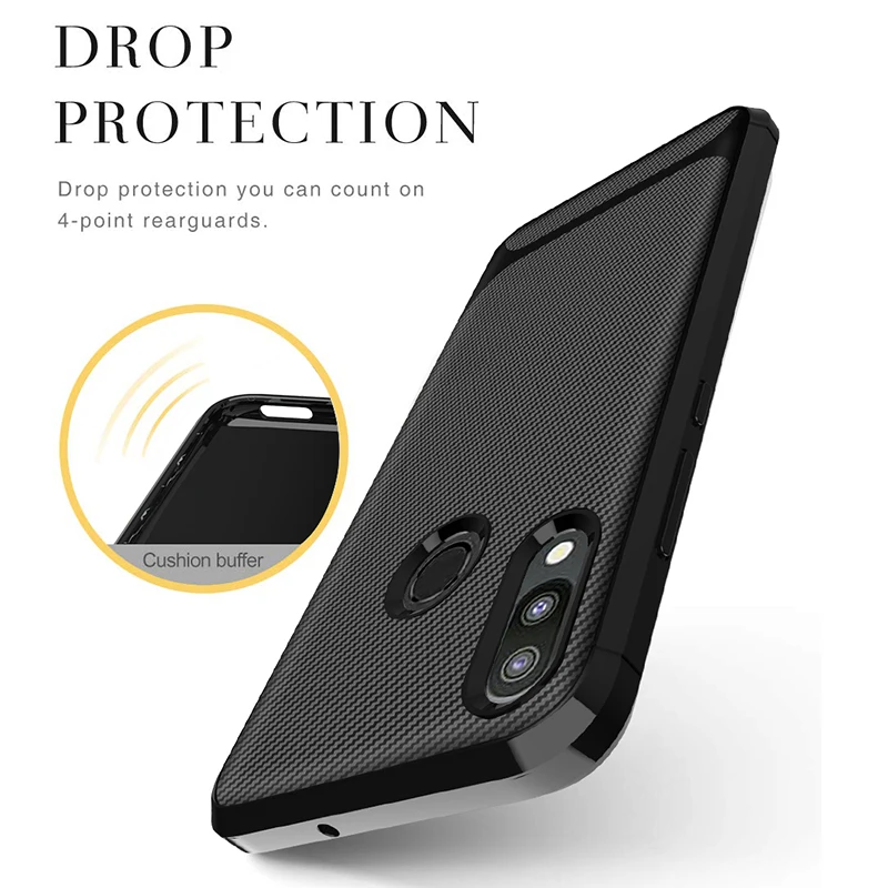 لسامسونج غالاكسي M20 حالة ضئيلة الكربون الألياف غطاء سيليكون لسامسونج غالاكسي M10 TPU الهاتف حالات