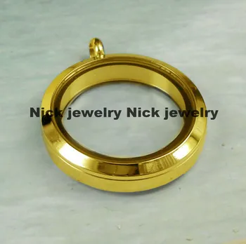 

Wholesale stainless steel anodized gold screw fit memory glass floating locket 30mm 20pcs/lot NCEP002