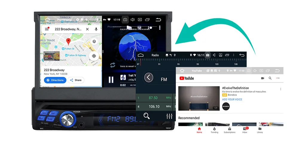 Perfect Belsee7 Inches universal Android 9.0 Car Radio Head Unit 1 Single Din Stereo Bluetooth Autoradio GPS Navigation No DVD Player 4