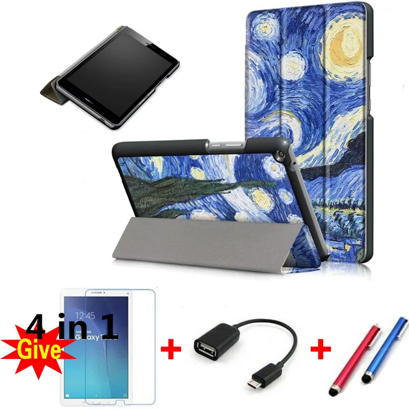 

Cases for Honor Play Pad 2 8.0, Colored drawing Leather Cover Tablet Cases for Huawei MediaPad T3 8.0 KOB-L09 KOB-W09 flip shell