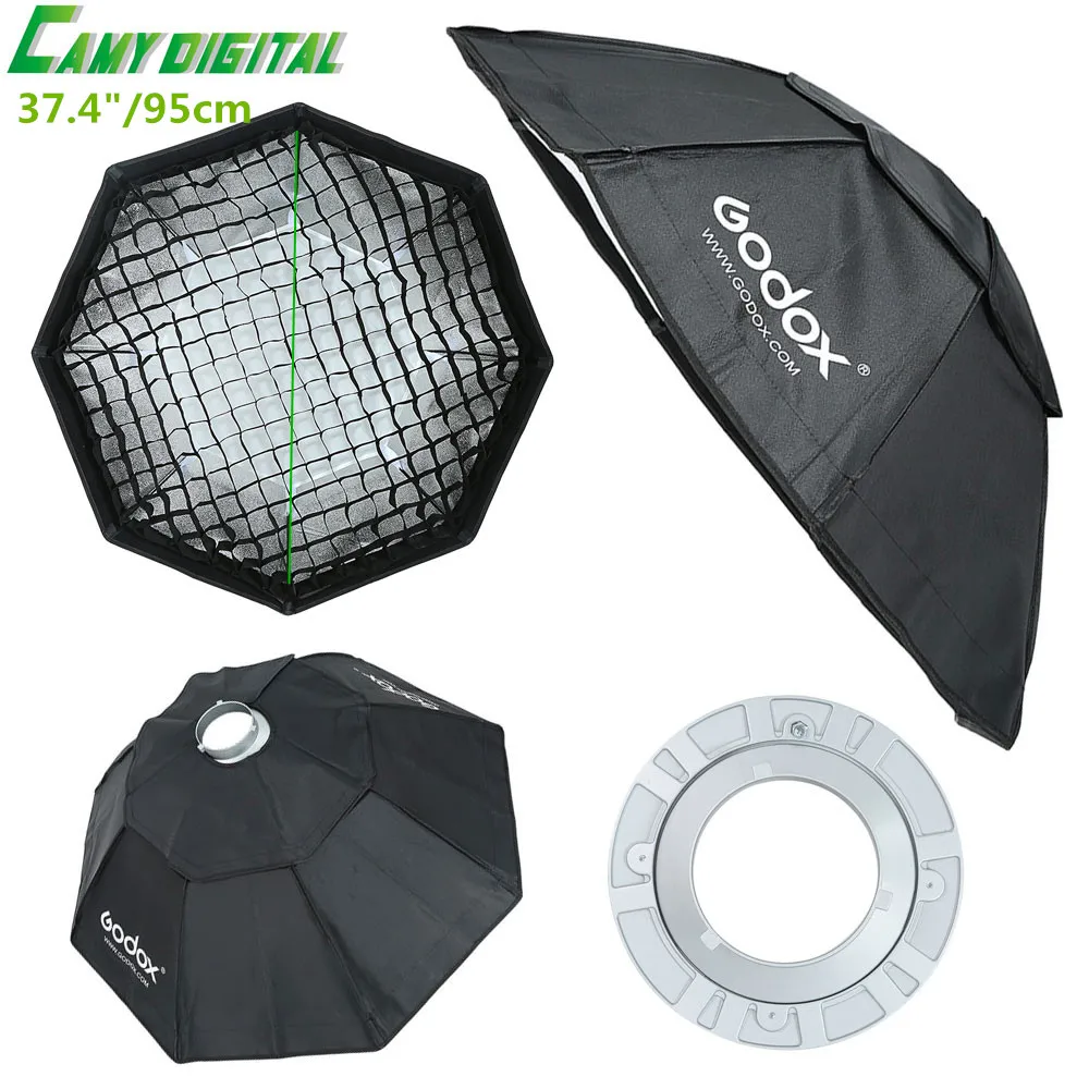 

Godox FW95 Studio Flash Accessories Octagon Softbox 37.4"/95cm Bowens Mount With the Gird for Studio Strobe Flash Light
