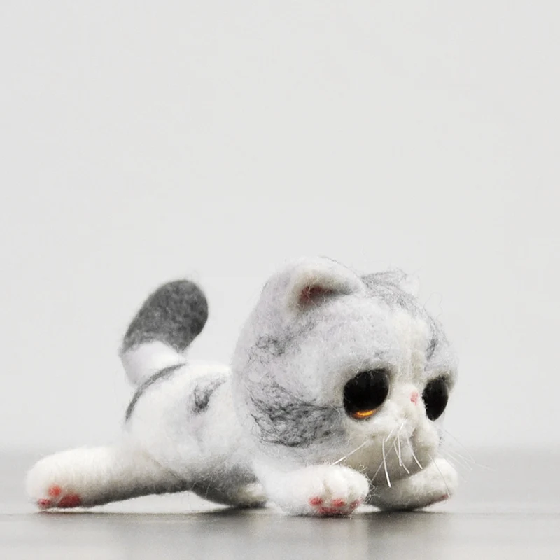 

Felt Craft Non Finished Felting Poked Free Shipping Handcraft Wool Felt Poked Set DIY Felt for Needle Material Bag Gray Cat