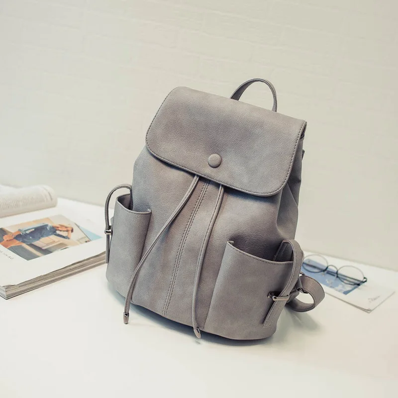 Women backpack Vintage Candy Color Stylish Bookbag Women Leather Backpack Female Shoulder Bag Travel Back Pack Mochila