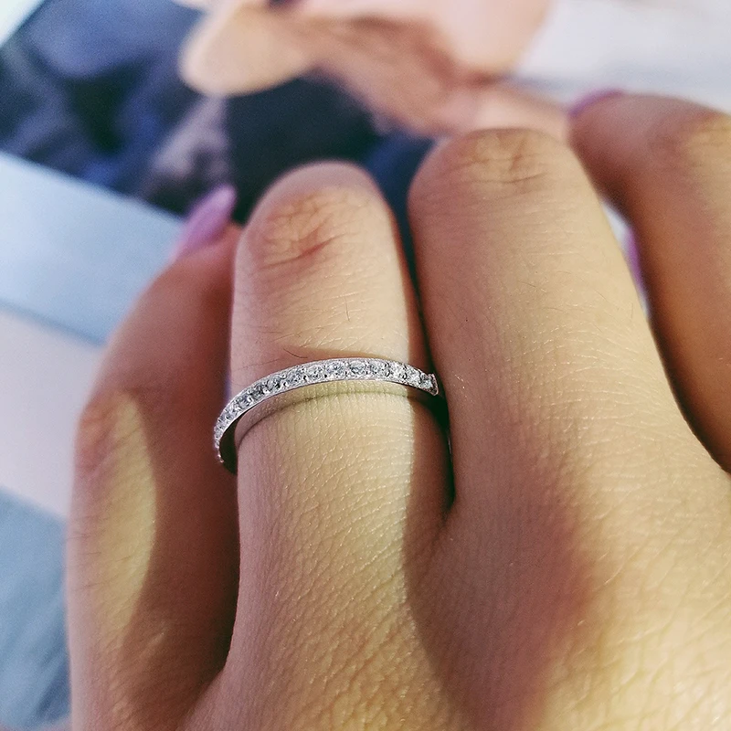 Solid Real 925 Sterling Silver Ring Engagement wedding band ring for Women eternity finger design fashion personalized LR4211AS