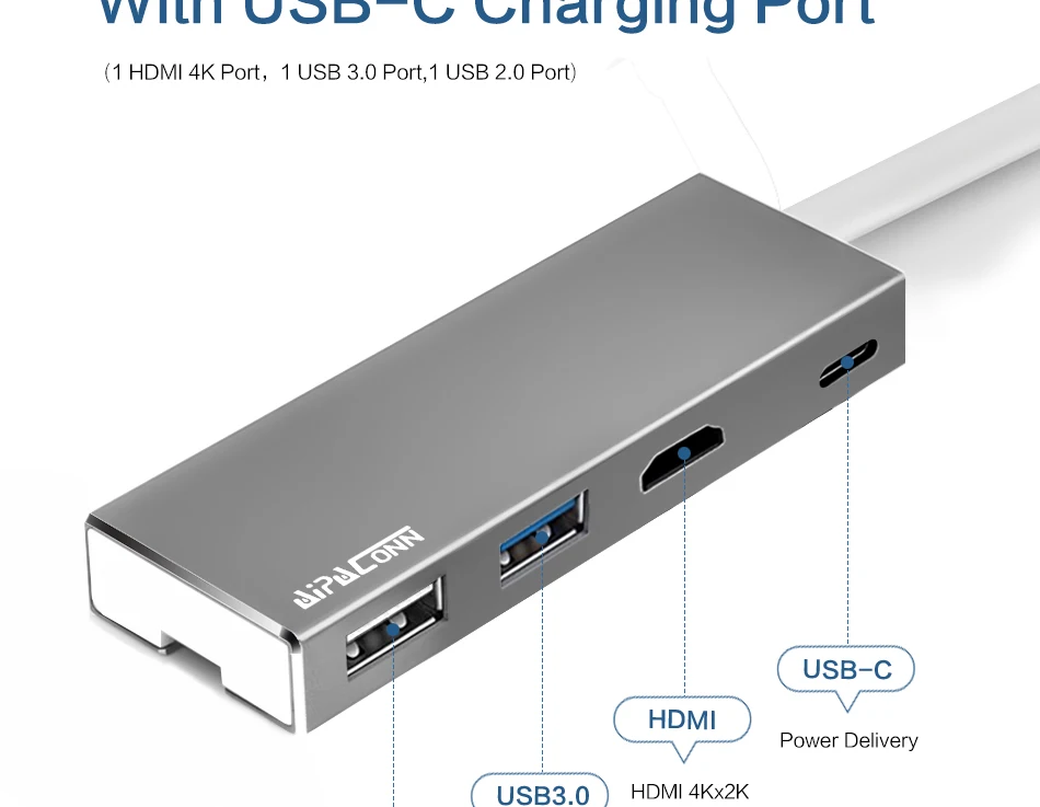 Тип с разъемами типа C и HDMI+ USB3.0/2,0+ зарядка PD для macbook и телефона, чтобы контролировать проекции Thunderbolt 3 адаптер