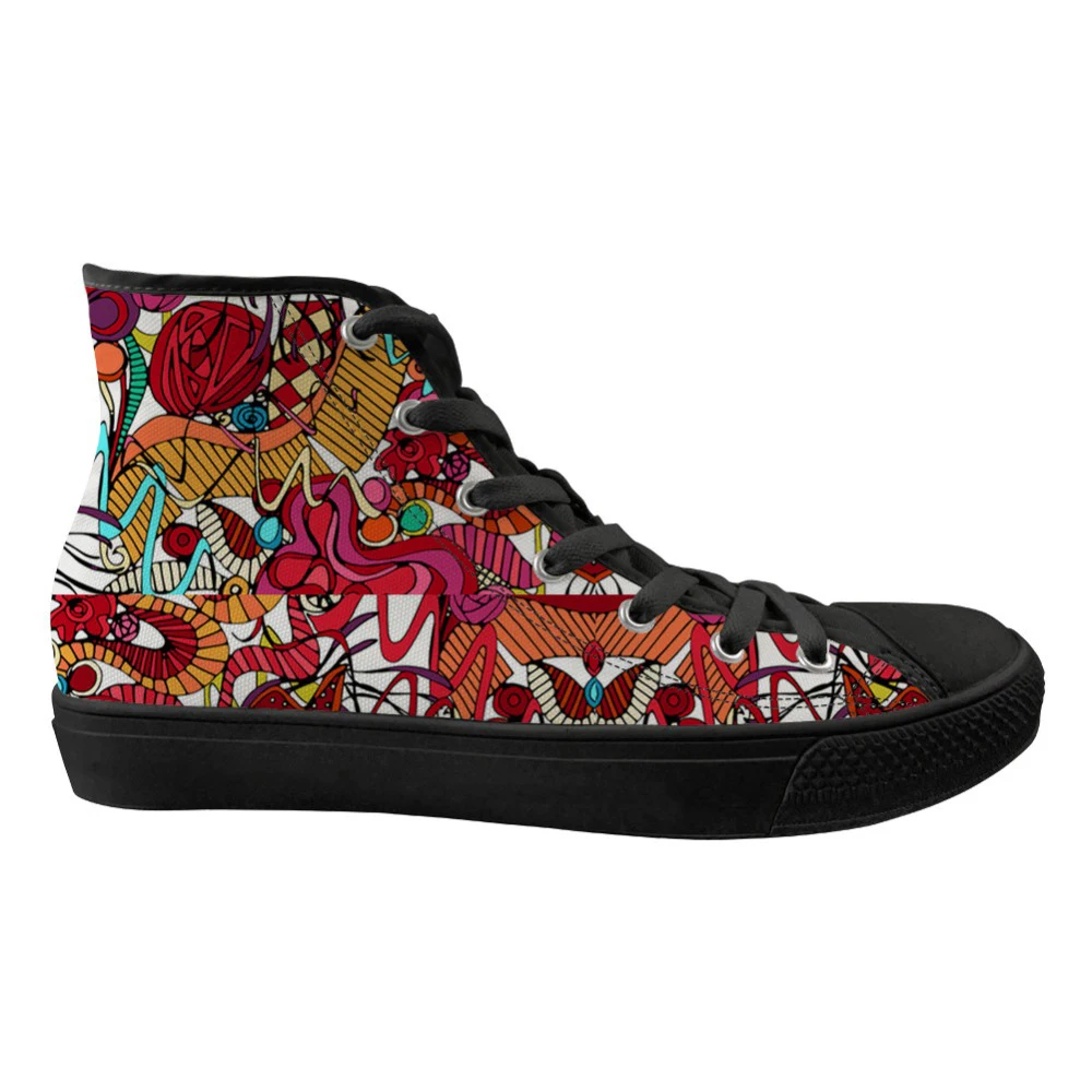 

Customized Fashion Men Canvas Shoes Spanish Dance Printing High Top Vulcanize Shoes Man Spring Lace Up Sneaker Shoes for Boys