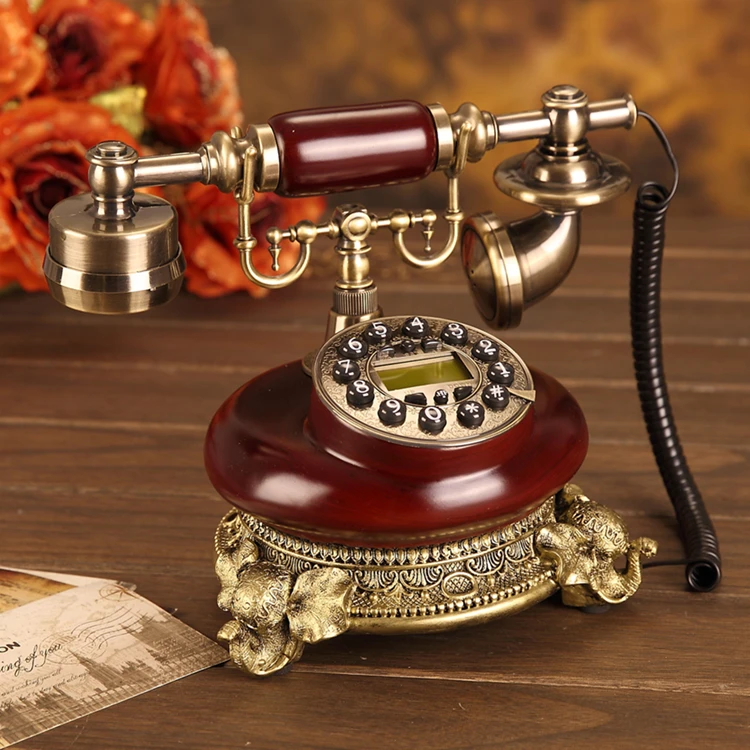 Feita de Madeira Telefone do Vintage Elefante Telefonu Europa Antigo Telefone Fixo Casa Escritório Cabido Fijo ev - Imagem 4