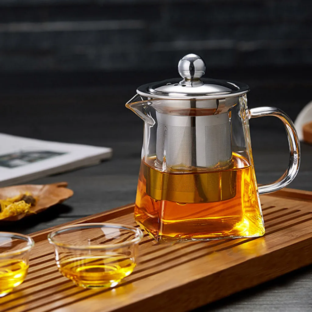 

Heat Resistant Glass Teapot with Stainless Steel Filter Strainer Clear Tea Pot Tool Leaf Strainer Kettle With Handle 350ml #007